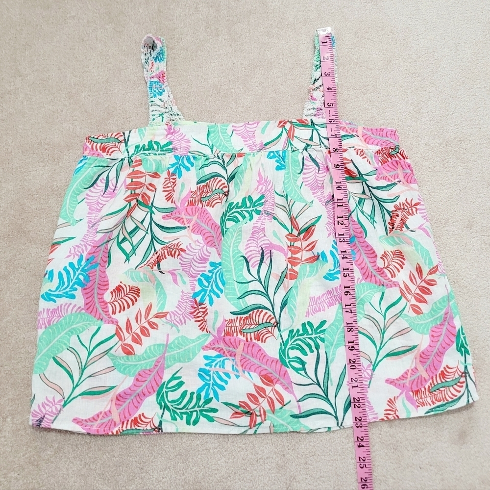 Cynthia Rowley Womens Tank Top Size M 100% Linen Colorful Tropical Leaf Print - Picture 8 of 10